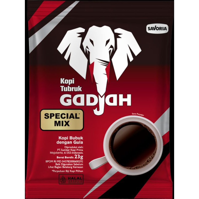 

Kopi Tubruk Gadjah Special Mix 2 in 1 Sachet Kopi Hitam Bubuk Gula 23g