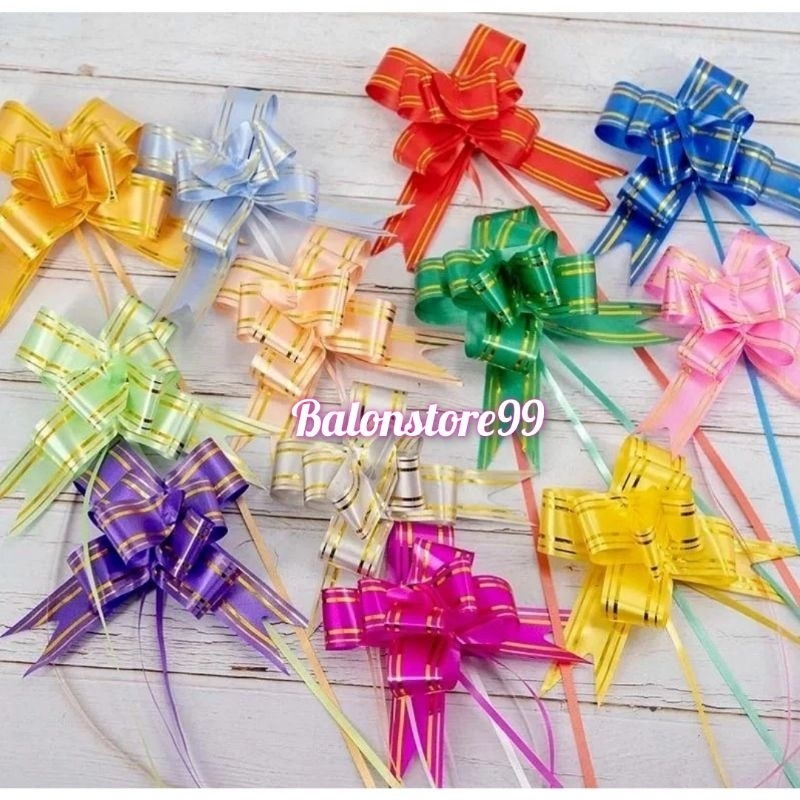 

Pita tarik list gold 18mm( 1pack isi 10pc ) / pita serut list gold