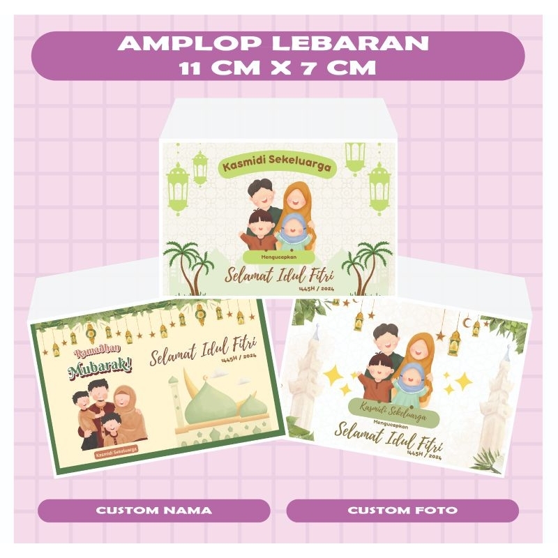 

PRITY | AMPLOP LEBARAN MINI | 11 x 7 cm | CUSTOM FOTO & NAMA