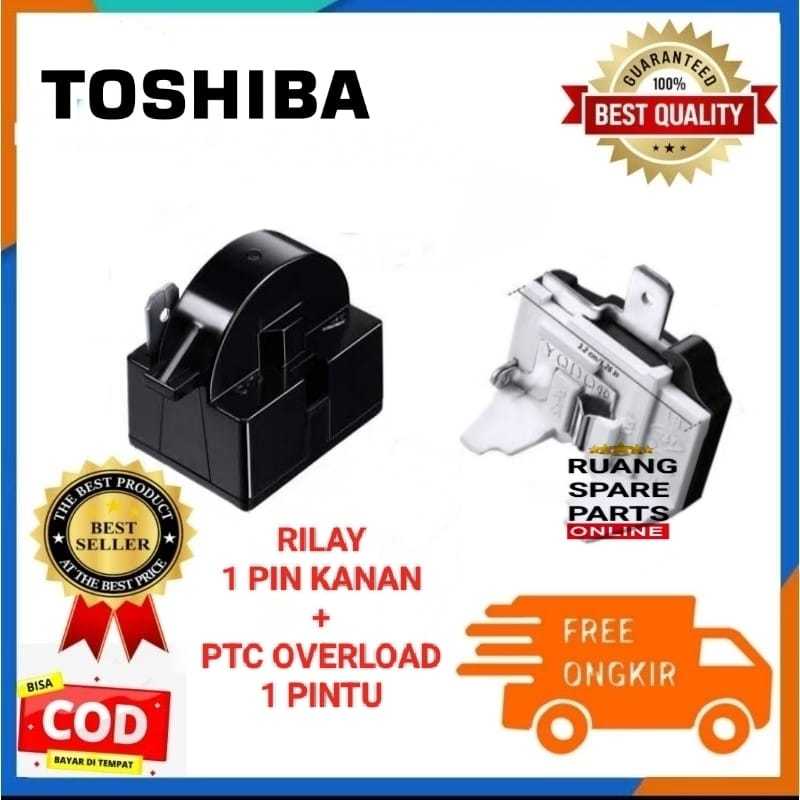 Rilay 1 Pin Kanan + Ptc Overload Kulkas 1 Pintu Toshiba