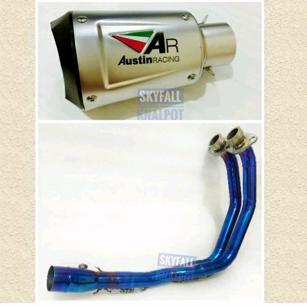 KNALPOT AR AUSTIN RACING V3 IMPORT HEADER KOLONG UNDERBELLY BIRU CBR 250RR R25 MT25 NINJA 250 ER6