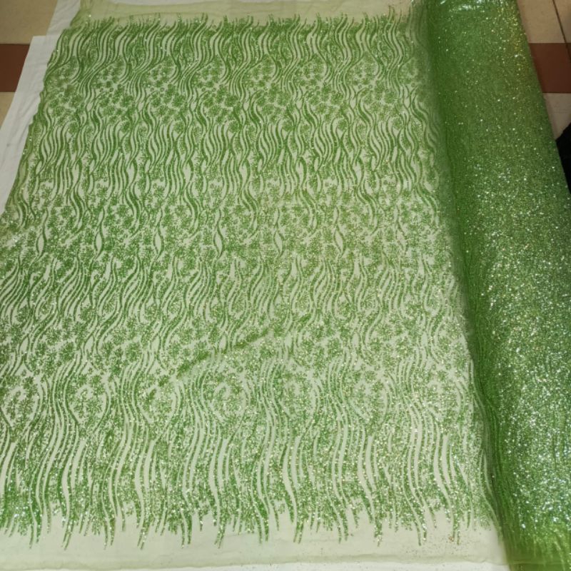 (COD) Candy Crush Premium | Bahan Kebaya Modern | Motif Salur | Full Payet Gliter | Kain Meteran