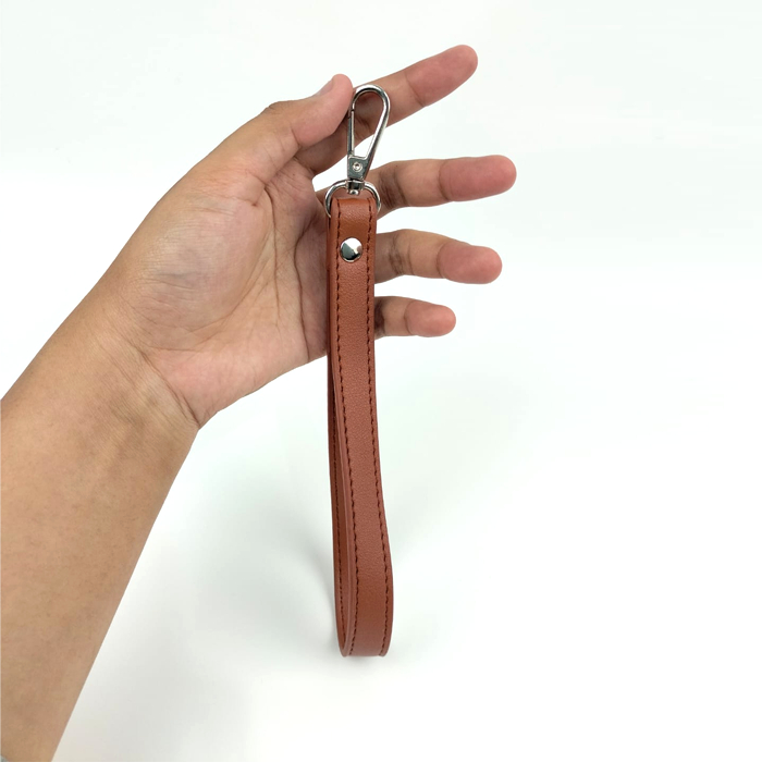 Tali pendek tangan kulit kecil cokelat / strap tas kulit kecil coklat