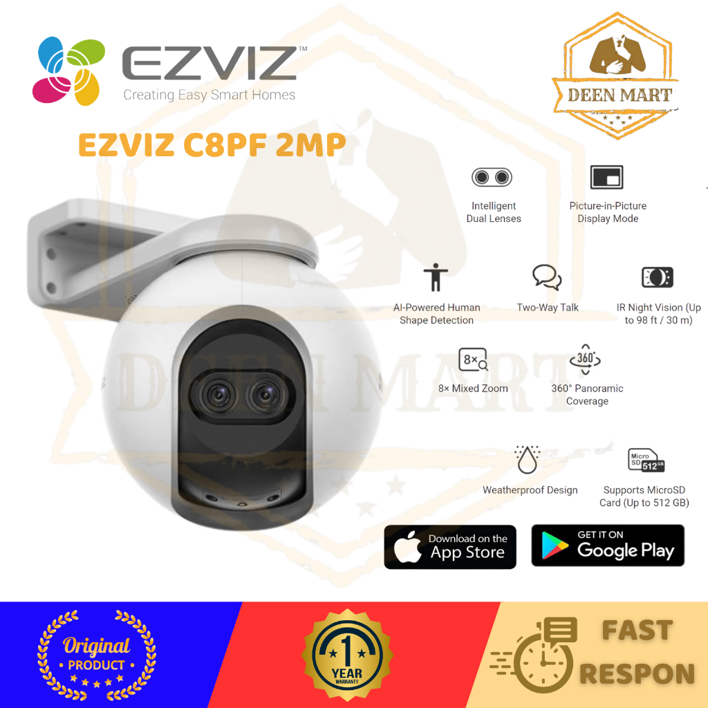 Ezviz C8PF 2MP Dual Lens Smart IP Camera CCTV Outdoor