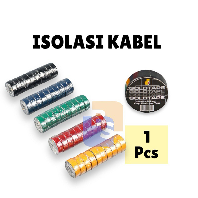 Isolasi Listrik GOLDTAPE | HITAM PUTIH BIRU HIJAU KUNING MERAH