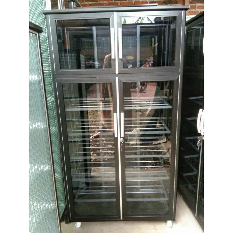 Rak Sepatu Kaca Aluminium