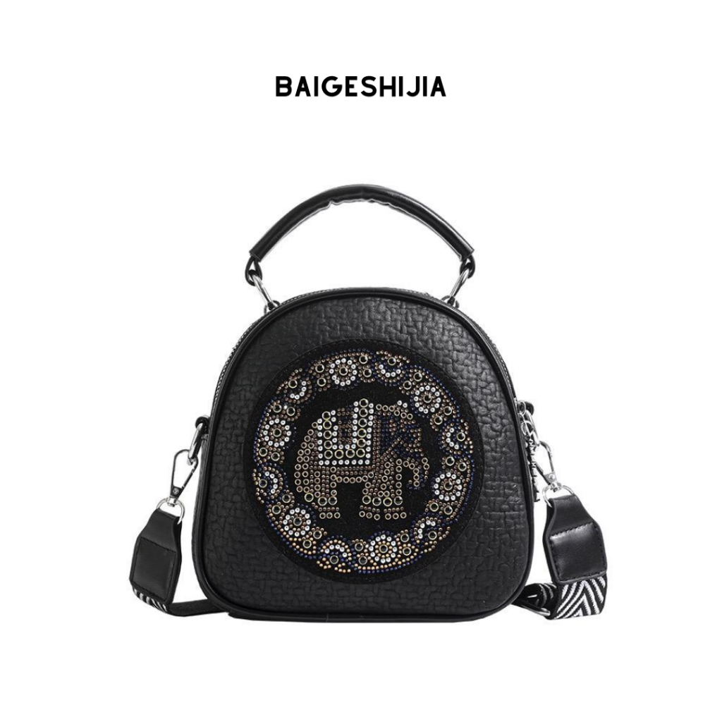 Tas Selempang Wanita Fashion Premium Kulit Baigeshijia Oval I Tas Selempang I Tas Premium I Tas Baig