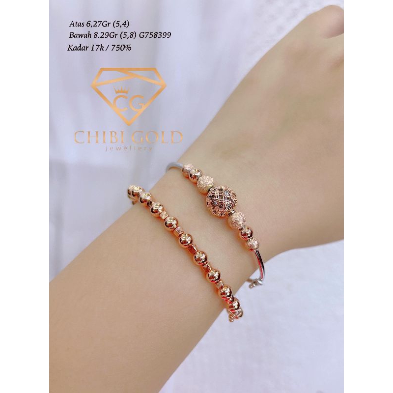 CHIBI - Gelang bangle bola bola emas 750 kadar 17k