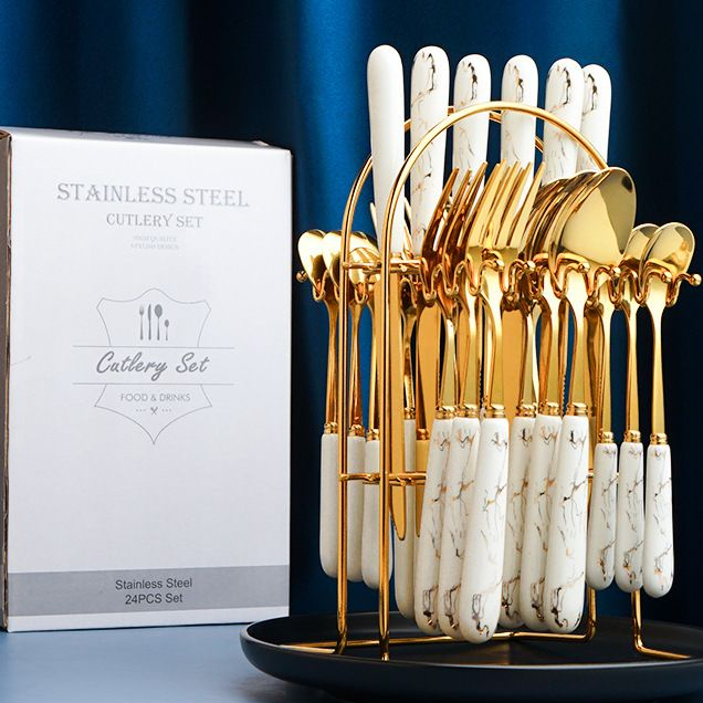 Cutlery set Marble Arya alat makan set sendok garpu pisau Marble aesthetic marble cutlery elegan