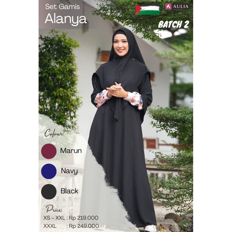set gamis Aulia Fashion Alanya black XXL