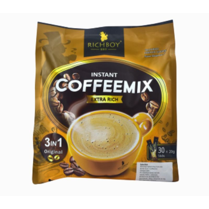 

Rich Boy Coffee Mix Extra Rich Instant 3in1 / Richboy Coffee Mix Instant Kopi Sachet isi 30s