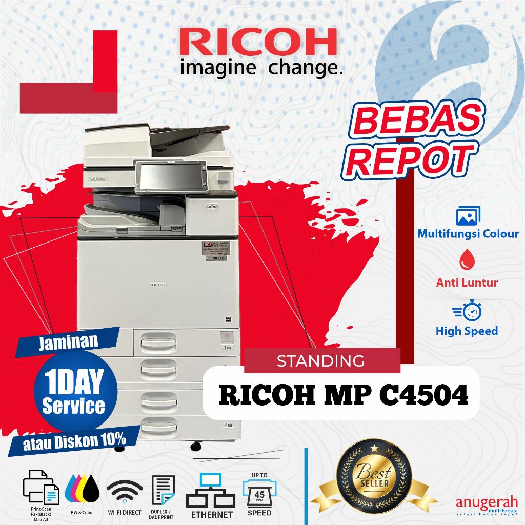 Mesin Fotocopy Ricoh MP C4504 Rekondisi