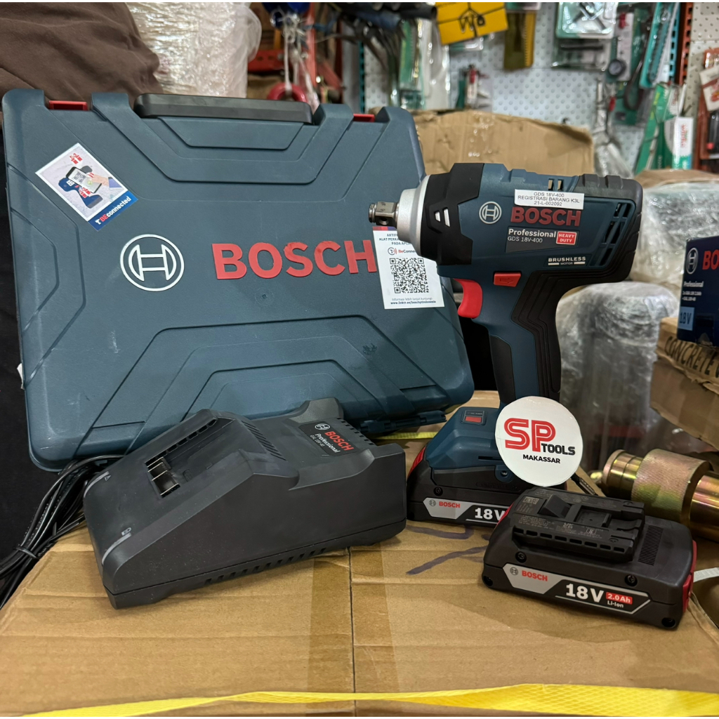 MESIN IMPACT WRENCH ALAT BUKA BAUT CAS BATERAI CORDLESS 18V BOSCH GDS18V