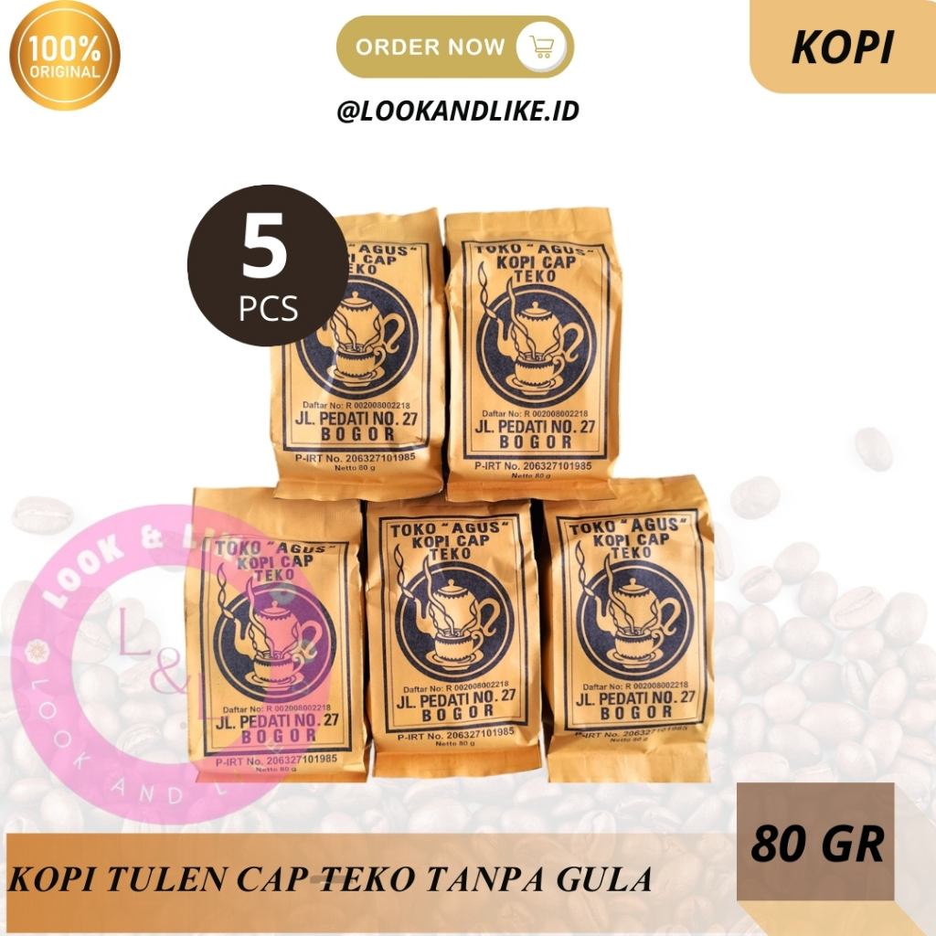 

Kopi Cap Teko Isi 5 Bungkus x 80 Gram Tanpa Gula Kopi Legandaris Khas Kota Bogor Halal dan Enak