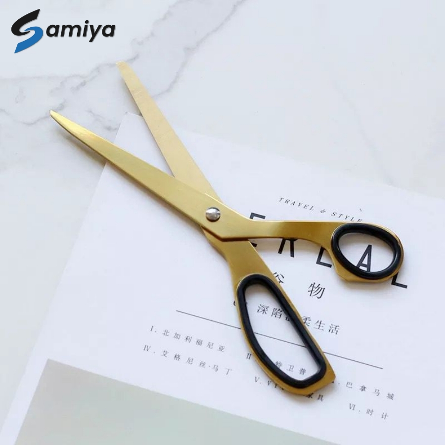 

RB golden scissors asymmetric korean stationery office household / gunting gold korea aesthetic