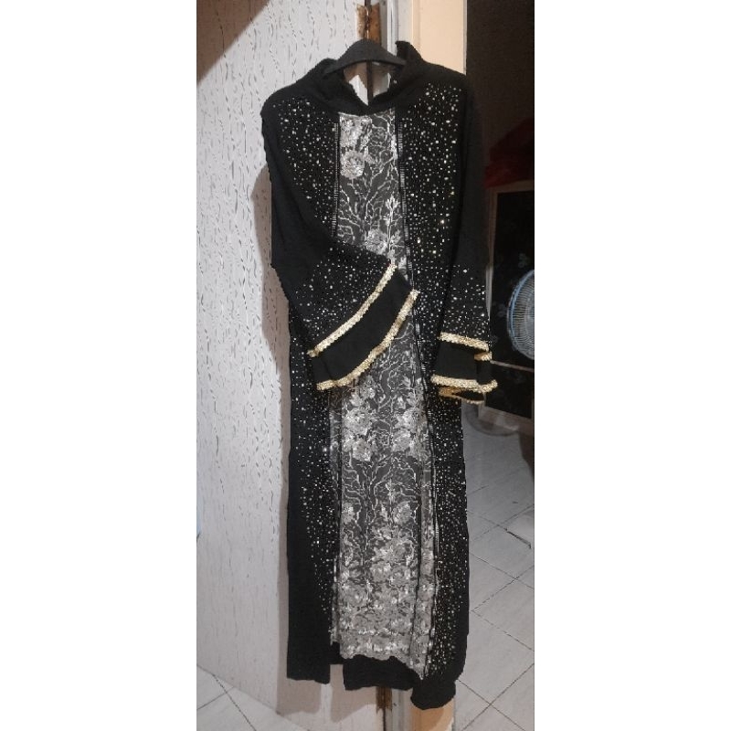 abaya hitam brukat