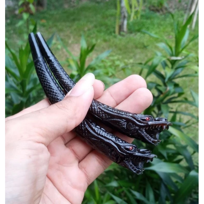 Once Pipa Pipo Bahan Tanduk Ukir Naga Premium Antik dan Berkualitas Tinggi