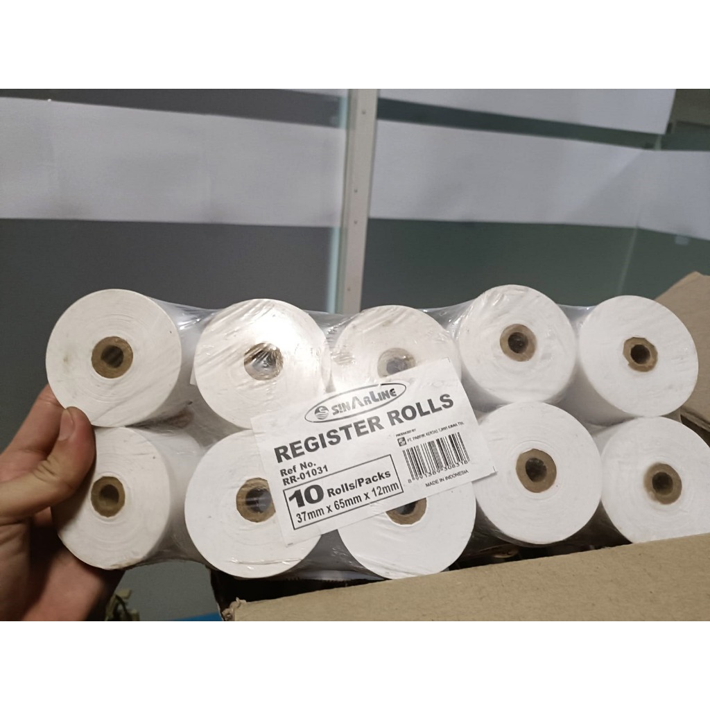 

Kertas SinarLine Register Rolls Stok Lama HVS Putih 37x65x12mm