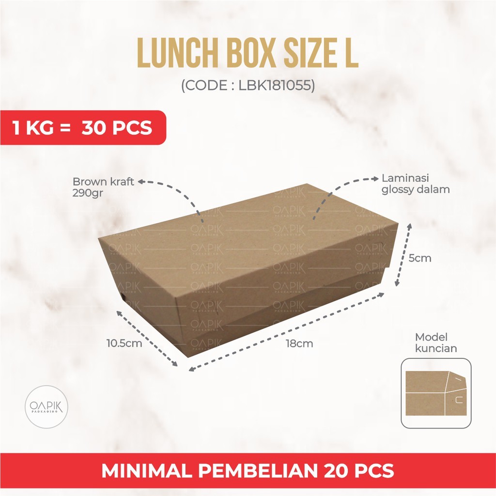 

LUNCH BOX L, Kemasan Makanan, Packaging Makanan, Dus Makanan, Dus Snack, Dus Kue