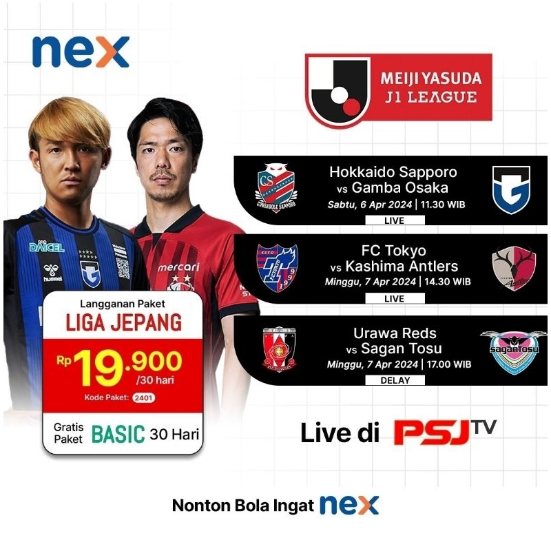 Paket Liga Jepang Nex Parabola 30 Hari