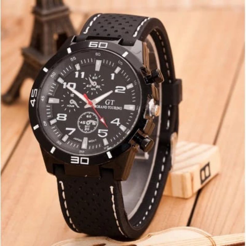 Jam Tangan Pria GT Sport Chrono Grand Touring Korea Fashion Quartz Silikon Rubber Analog
