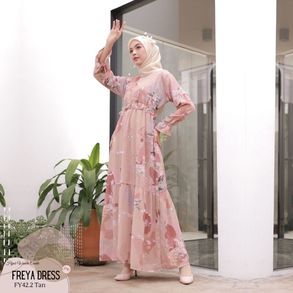 Hijabwanitacantik - Freya Dress | Dress Printing Exclusive | Gamis Pakaian Muslim-1