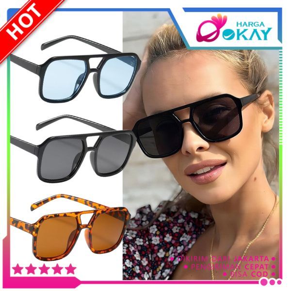 HO Kacamata Hitam Korea Wanita KC010 Kacamata Retro Klasik Frame Besar Persegi Kaca mata Style Korea