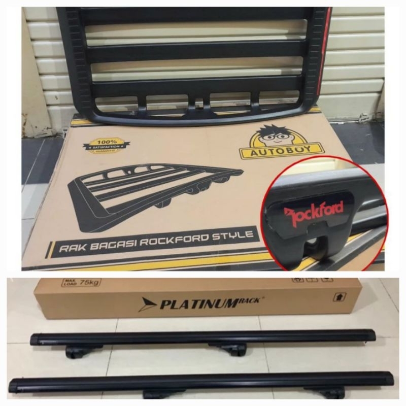 RAK BAGASI ATAS  MOBIL UNIVERSAL MODEL ROCKFORD + CROSSBAR RAK KAKI KHUSUS MOBIL ALL NEW RUSH TERIOS
