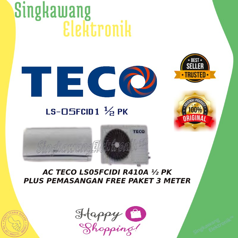 AC TECO LS05FCIDI R410A ½ PK  PLUS PEMASANGAN FREE PAKET 3 METER