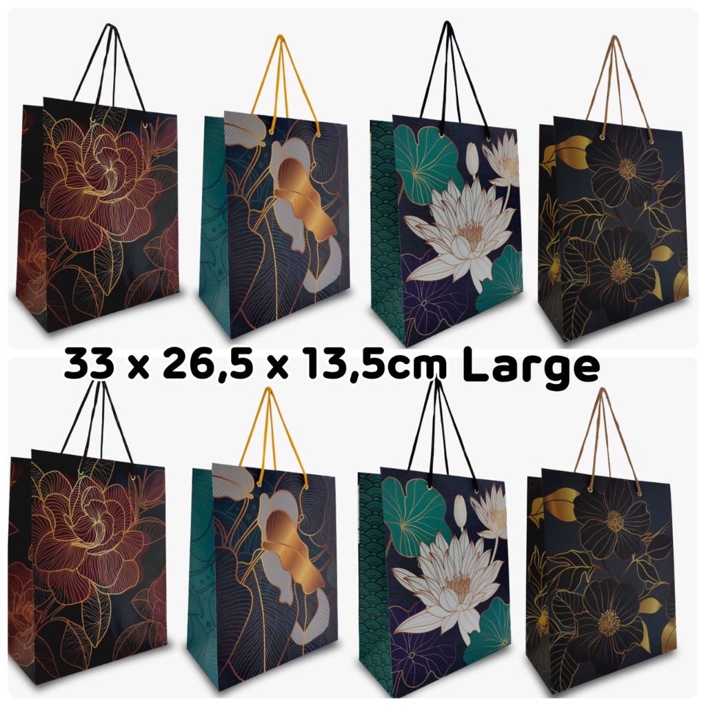 

tas kertas bag paper tali motif bunga large kiky goodie bag besar