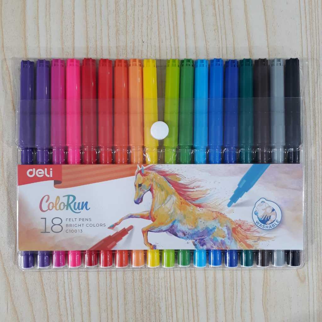 

spidol 18 warna DELI, felt pen 18 warna Deli