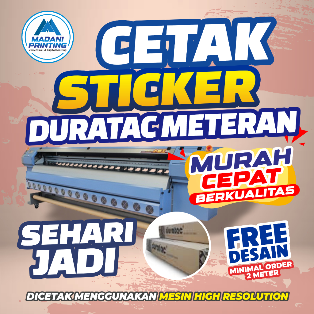 [FREE DESAIN] Cetak Stiker Vinyl Meteran Duratac Tahan Panas&Air  Murah Cepat  berkualitas