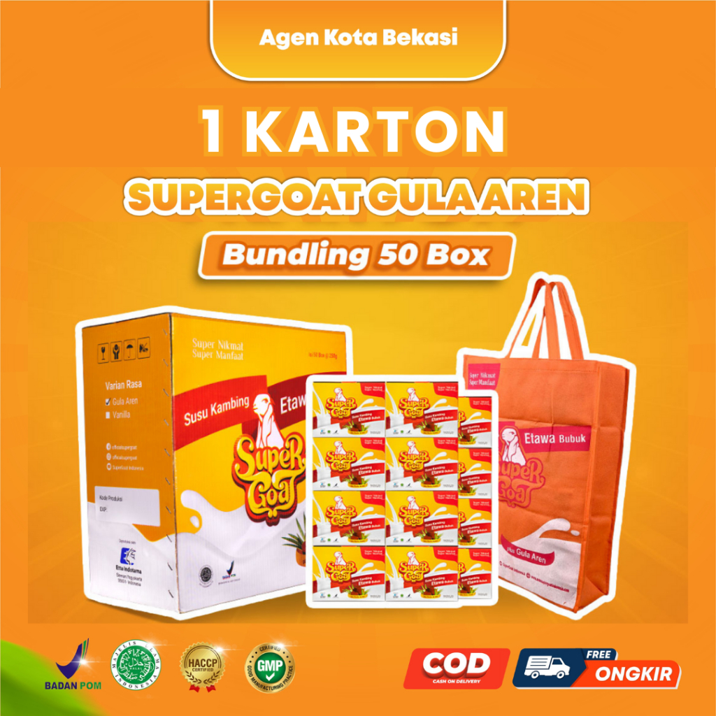 

Super goat Susu Kambing Etawa Bubuk Gula Aren Original Sachet Minuman Serbuk Milk Powder Mengobati Asam Lambung Nyeri Sendi Rematik Isi 50 Box