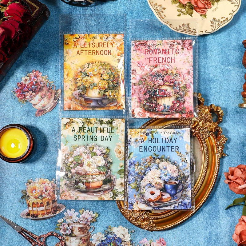 

(3CD) sticker transparan hologram cangkir kue morning tea cake series