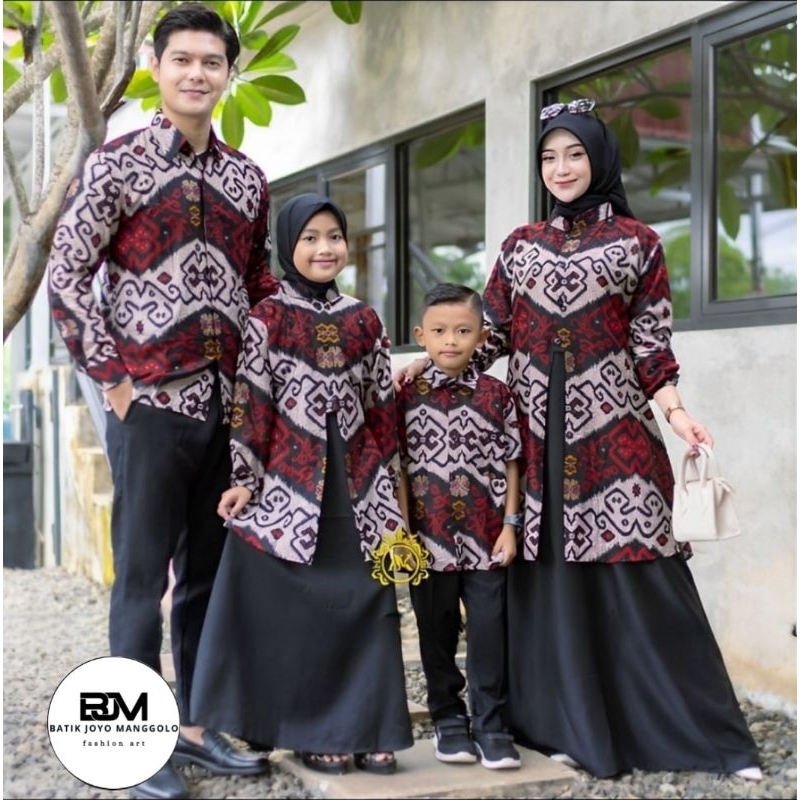 Baju Gamis Batik Couple Kondangan Sarimbit Pasangan Keluarga Ibu Ayah Dan Anak Perempuan Laki Laki M