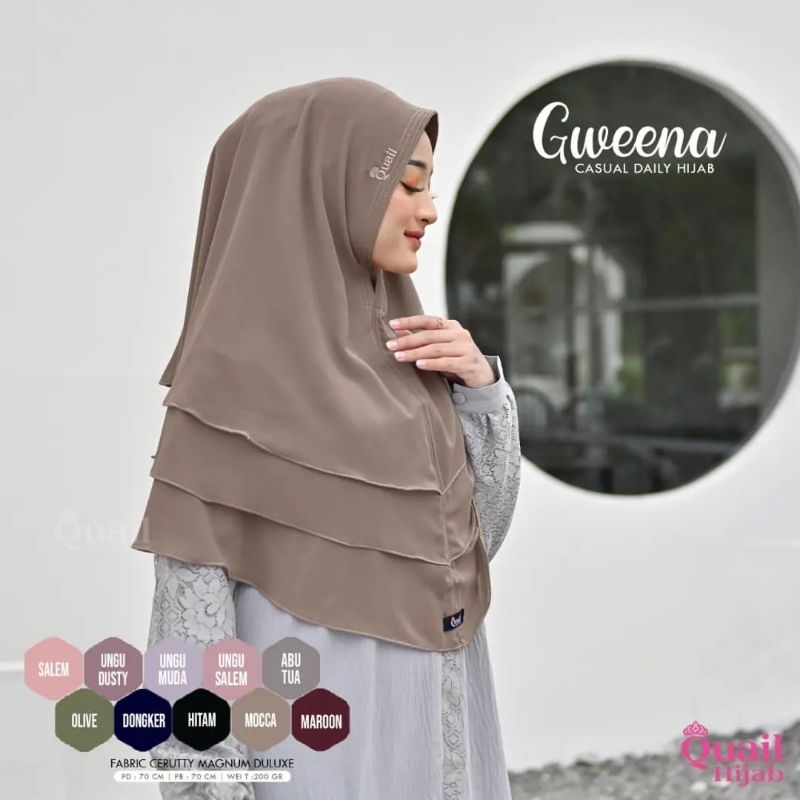 Khimar Gweena by Quail Hijab | Hijab 3 Layer | Hijab Ceruty