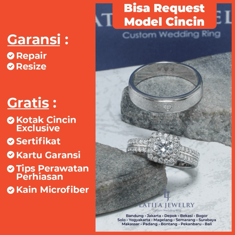 CINCIN TUNANGAN COUPLE PLATINUM BERGARANSI GRATIS TULIS UKIR NAMA MODEL CUSTOM