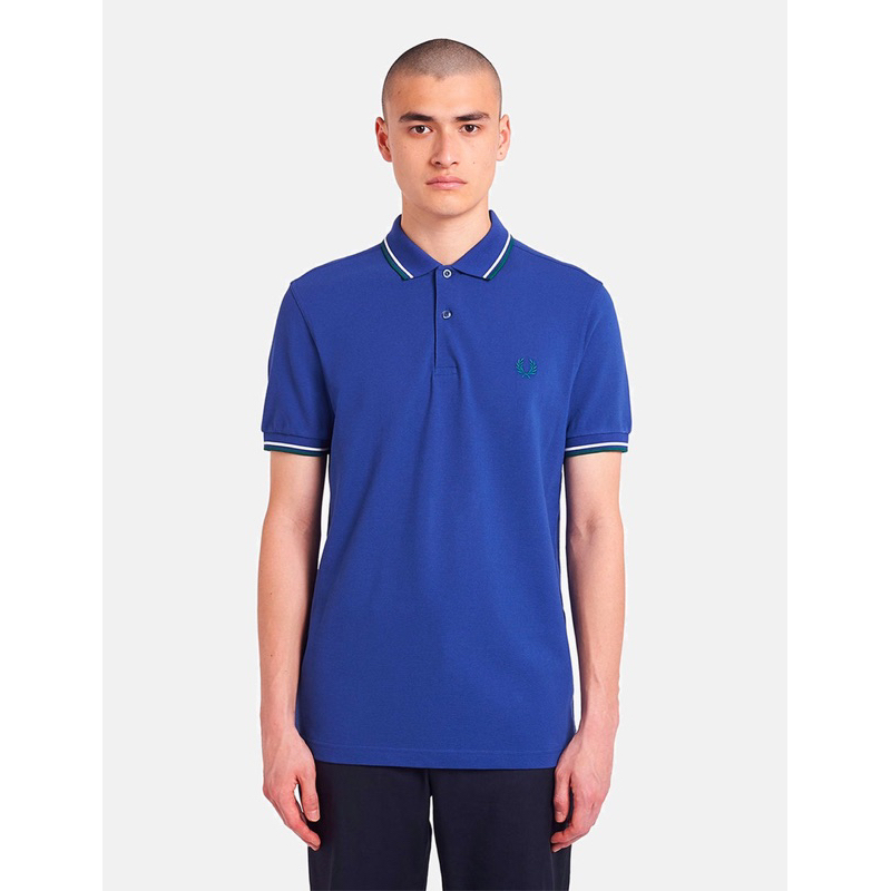 Fred Perry M3600 L33 Twin Tipped Polo Shirt In Blue/Green