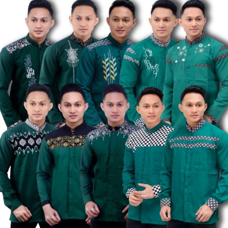 BAJU KOKO BORDIR ~ WARNA HIJAU BOTOL PANJANG ~ SERIES