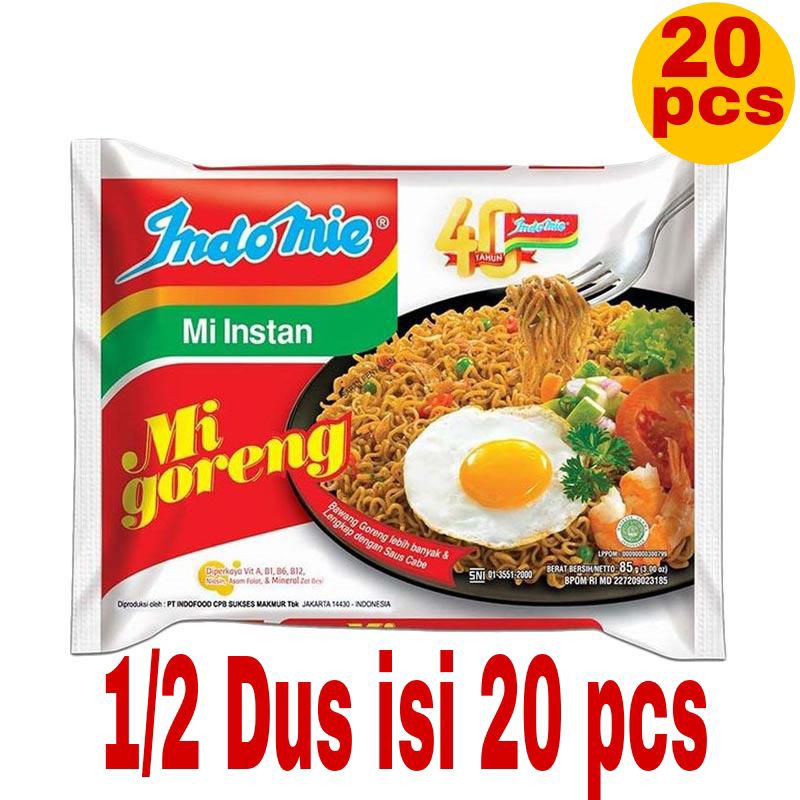 

Indomie Goreng Mie Instan 85 gr 1/2 Dus isi 20 pcs