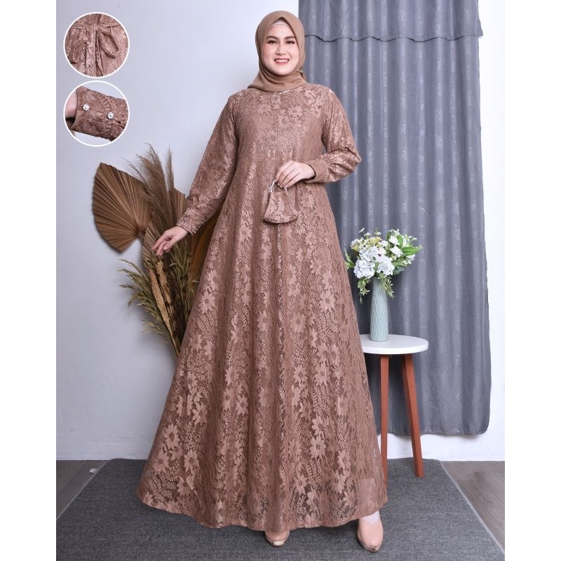 safana mode gamis brukat jumbo dress kondangan gamis pesta ukuran m.l.xl.xxl.xxxl free masker (bunsu
