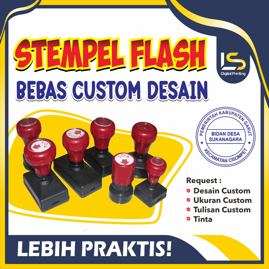 

Stempel Flash Custom Otomatis Tinggal Cap , Stempel Jualan ,Stempel Lunas, Stempel Desa, Stempel Tani