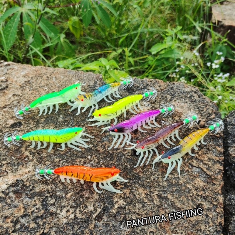 UMPAN PANCING CUMI BENTUK UDANG KAKI FOSFOR 2.0 RATTLE & GLOW - SHIRMP HUNTER SQUID UMPAN UDANG UDAN