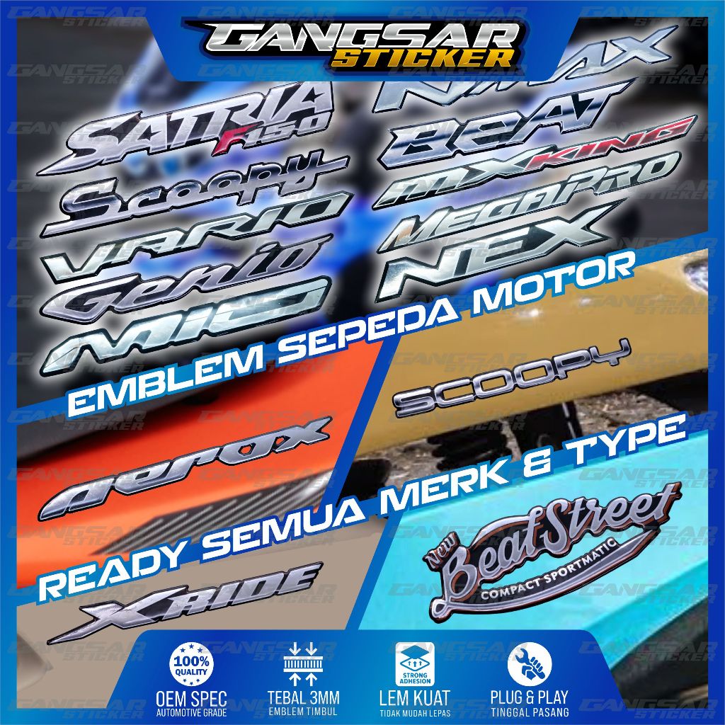 Emblem sepeda motor / emblem timbul motor / emblem aneka motor / stiker logo sepeda motor