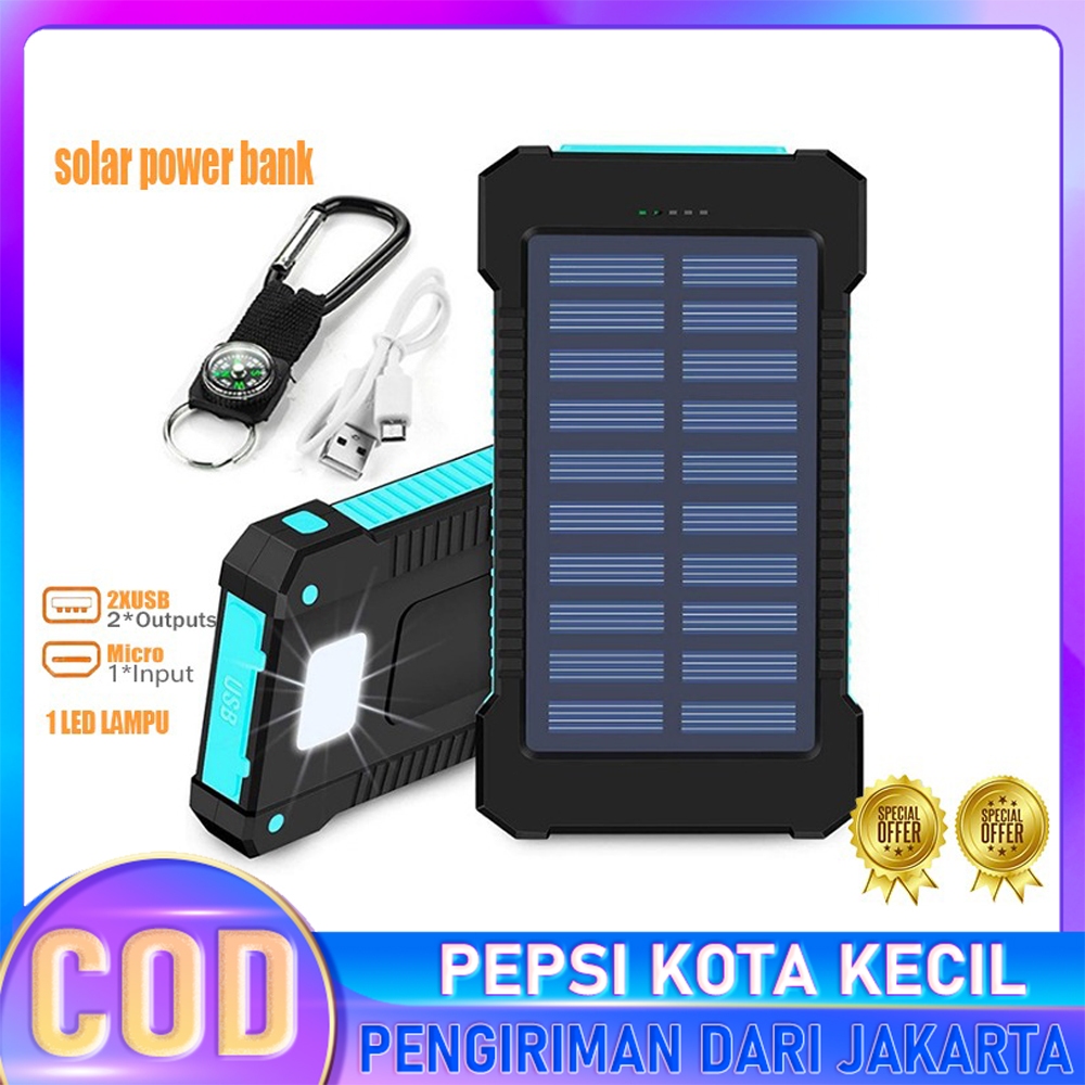 Powerbank 10000mah tenaga surya power bank 2USB power bank original asil power bank awet tahan lama