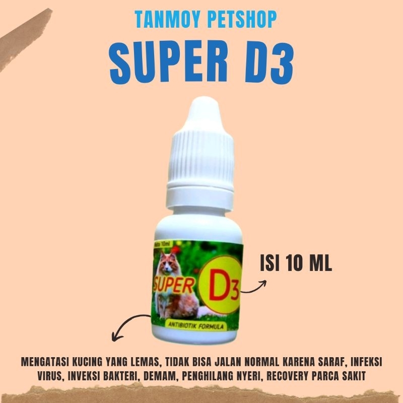 antibiotik Super D3 obat kucing lemas, lumpuh, demam dll