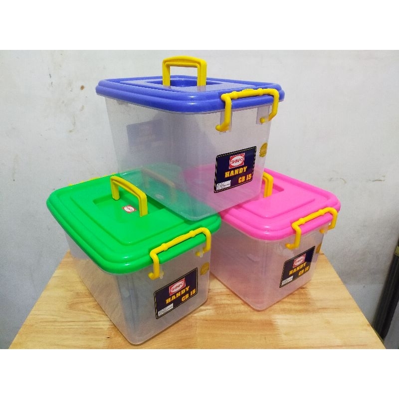 Container Box Shinpo 15Liter Handy CB15 SIP133-2 / Kotak Plastik Transparan 15L / Storage Box /  Con