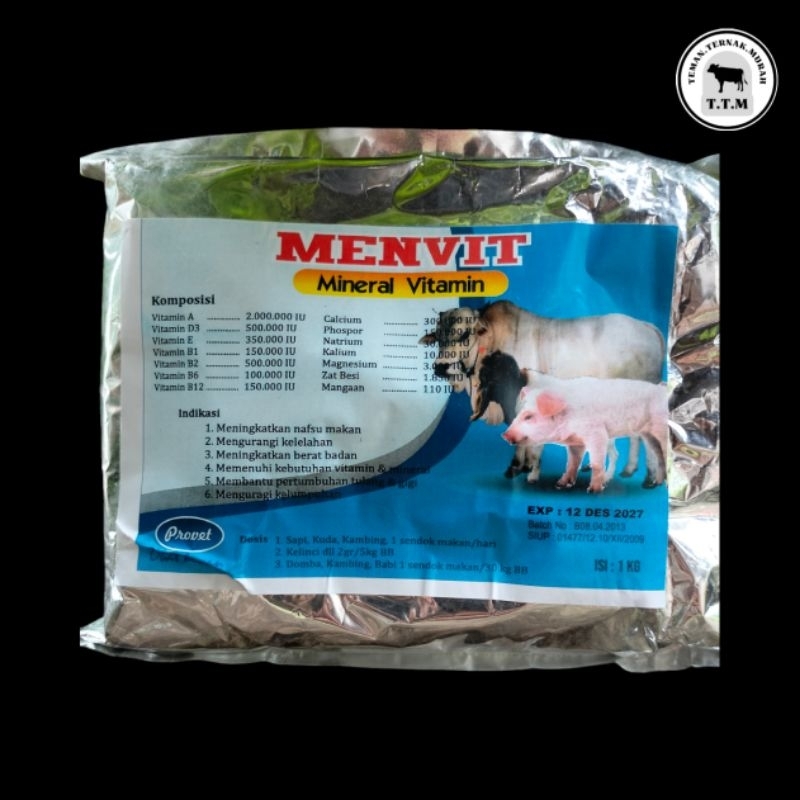 Vitamin PMK - MENVIT - Mineral  vitamin Sapi - 1 Kg- Mineral  kambing - Menvit - vitamin penambah na