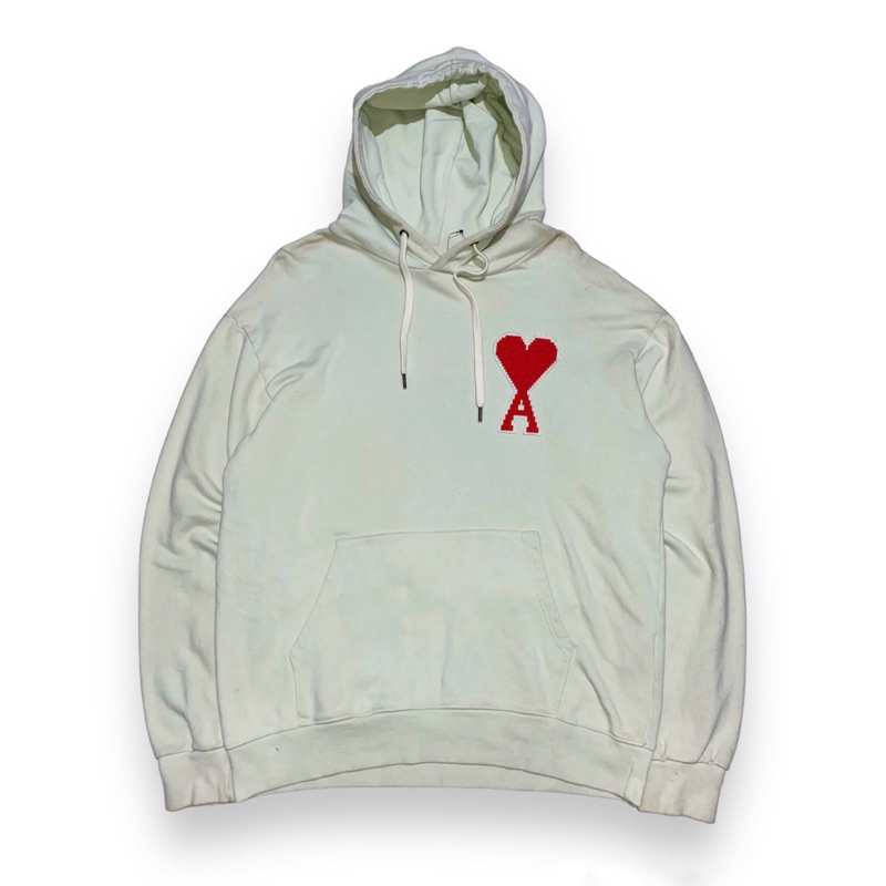 Ami Paris Ami De Coeur bigheart patch pale green hoodie authentic original