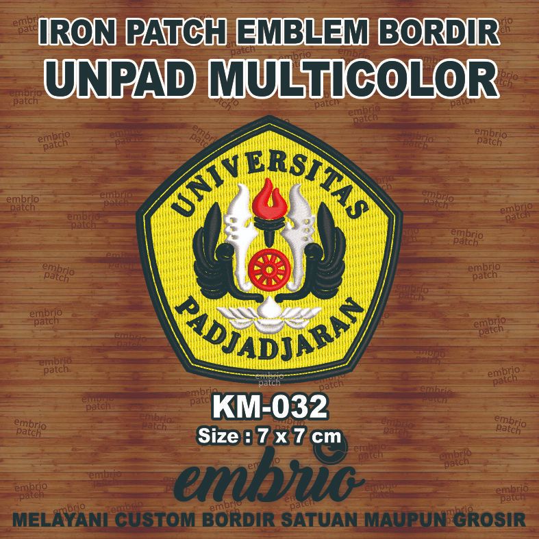 KM-032 Patch logo UNPAD emblem bordir almamater Universitas Padjadjaran Pajajaran - Default - 7cm - 